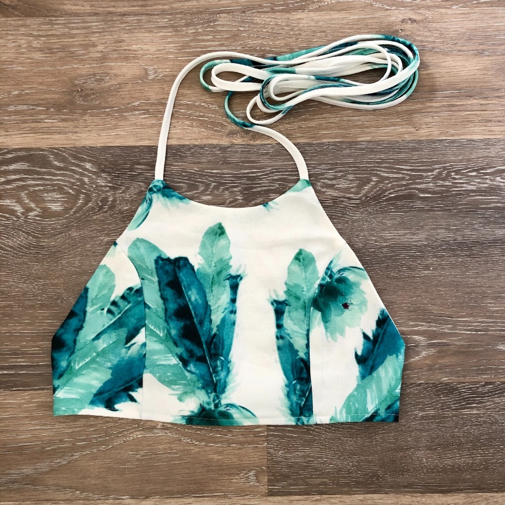 ANGL Tropical Print Halter Top - Size S